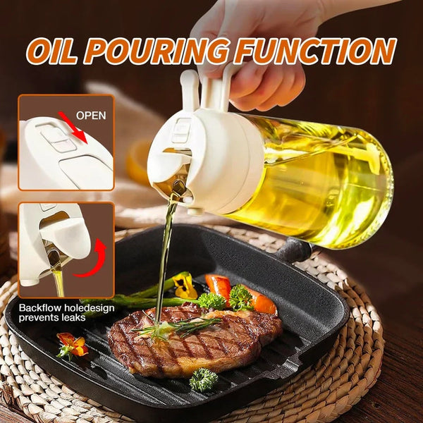 2-in-1 Glass Oil Dispenser and Sprayer – Kitchen Cooking Bottle