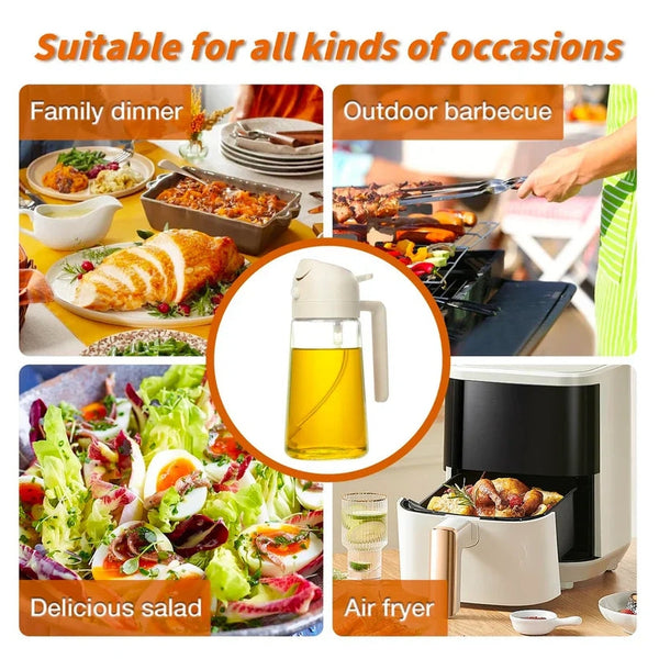2-in-1 Glass Oil Dispenser and Sprayer – Kitchen Cooking Bottle