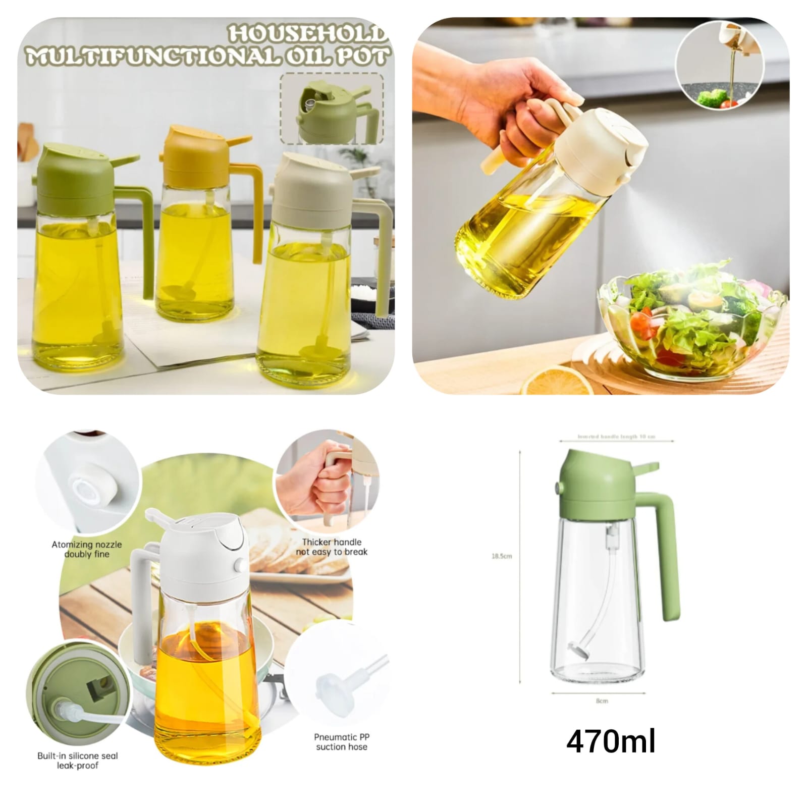 2-in-1 Glass Oil Dispenser and Sprayer – Kitchen Cooking Bottle