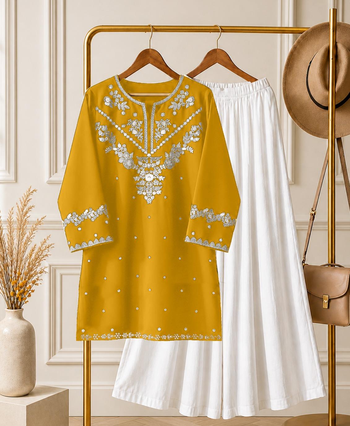 🌸✨ KISHMISH EMBROIDERED 2-PIECE SUIT WITH DHAKA PAJAMA ✨🌸