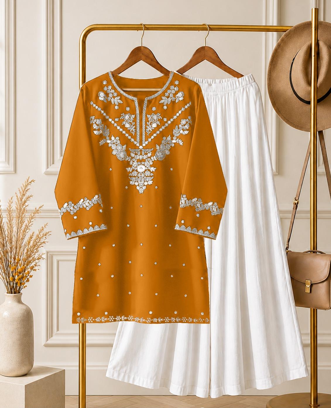 🌸✨ KISHMISH EMBROIDERED 2-PIECE SUIT WITH DHAKA PAJAMA ✨🌸