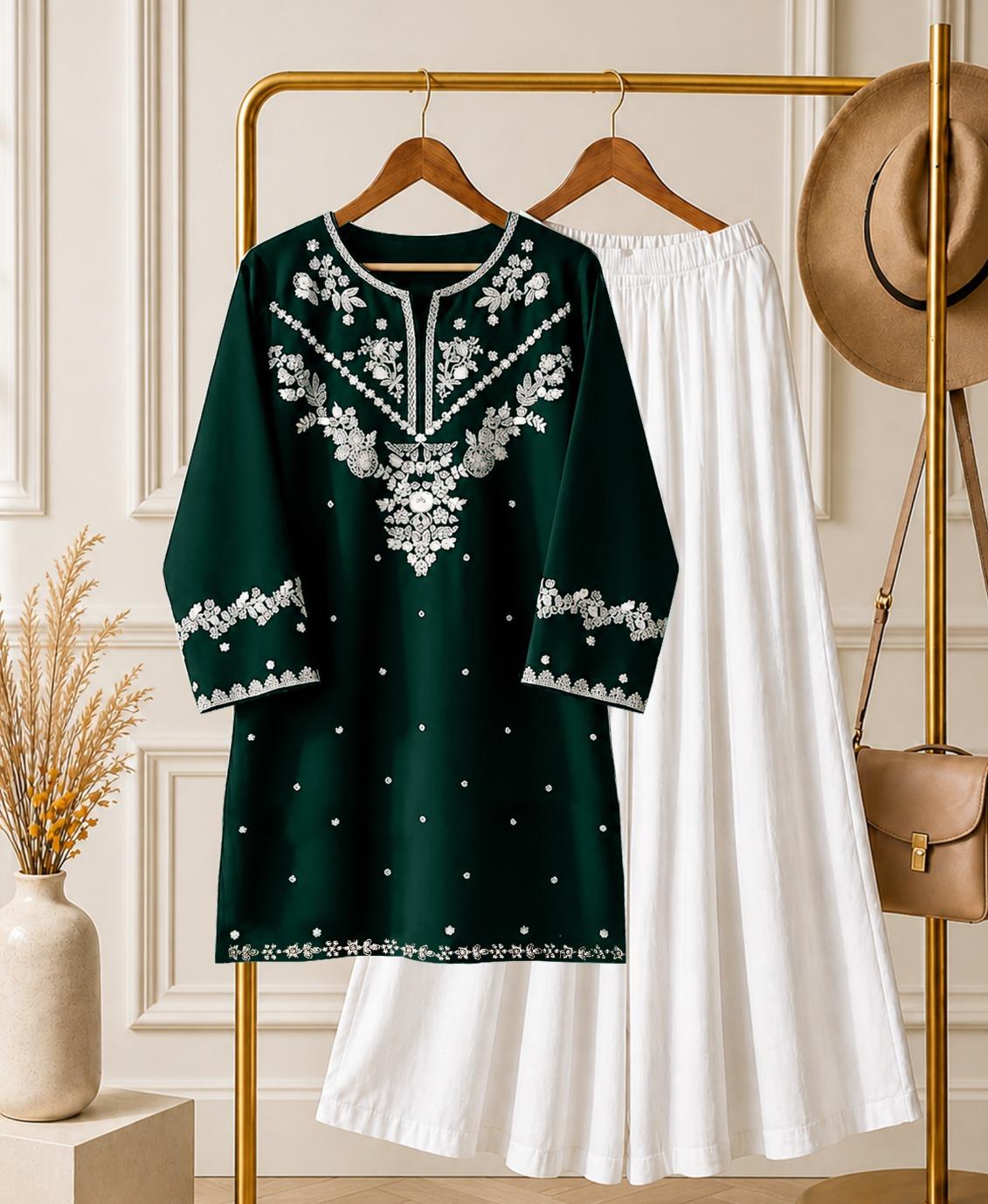 🌸✨ KISHMISH EMBROIDERED 2-PIECE SUIT WITH DHAKA PAJAMA ✨🌸