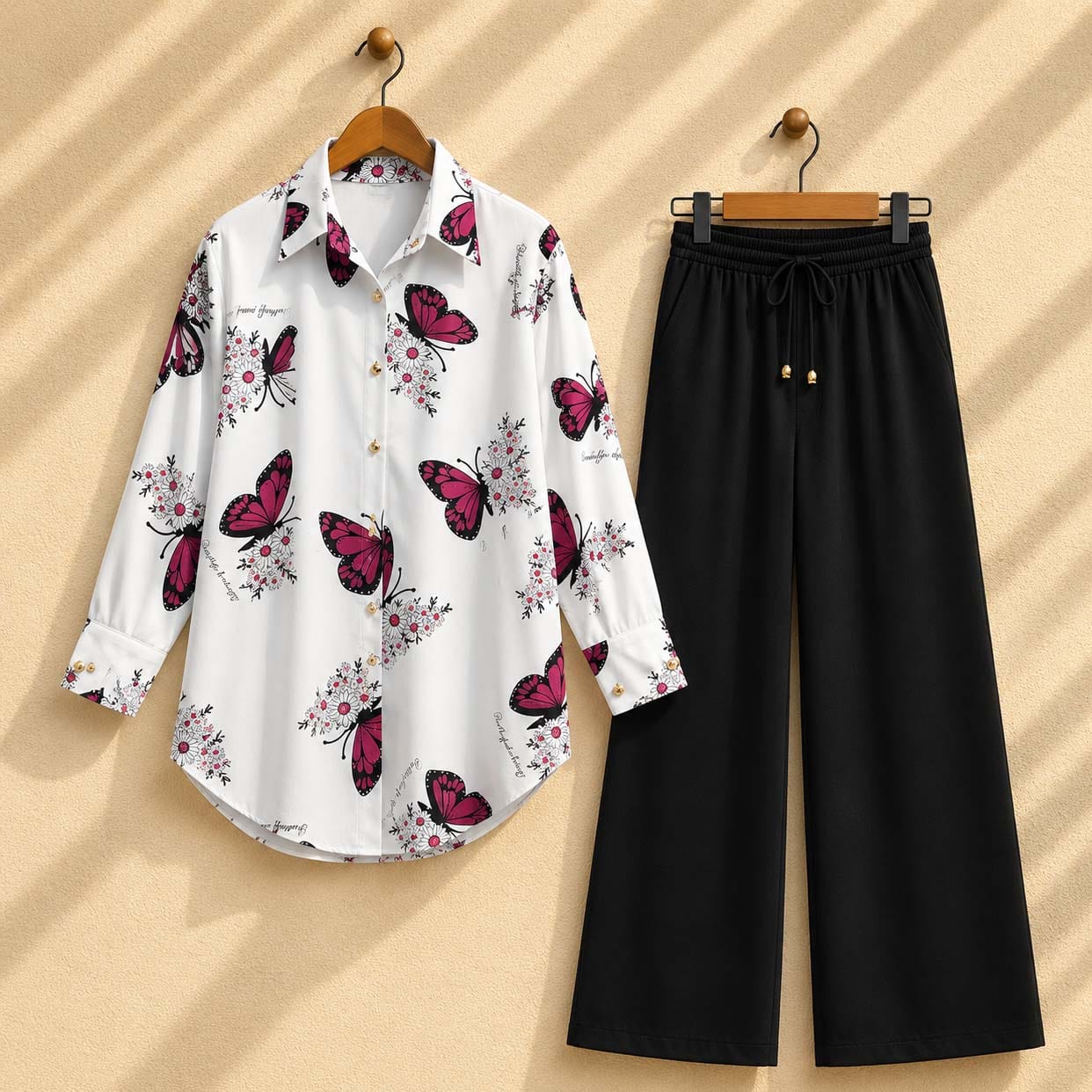 ✨ Kishmish Butterfly Printed Western 2-Piece Stitched Co-Ord Set ✨