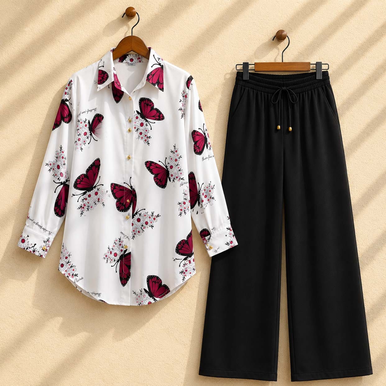 ✨ Kishmish Butterfly Printed Western 2-Piece Stitched Co-Ord Set ✨