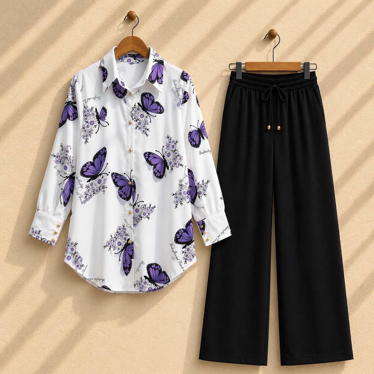 ✨ Kishmish Butterfly Printed Western 2-Piece Stitched Co-Ord Set ✨