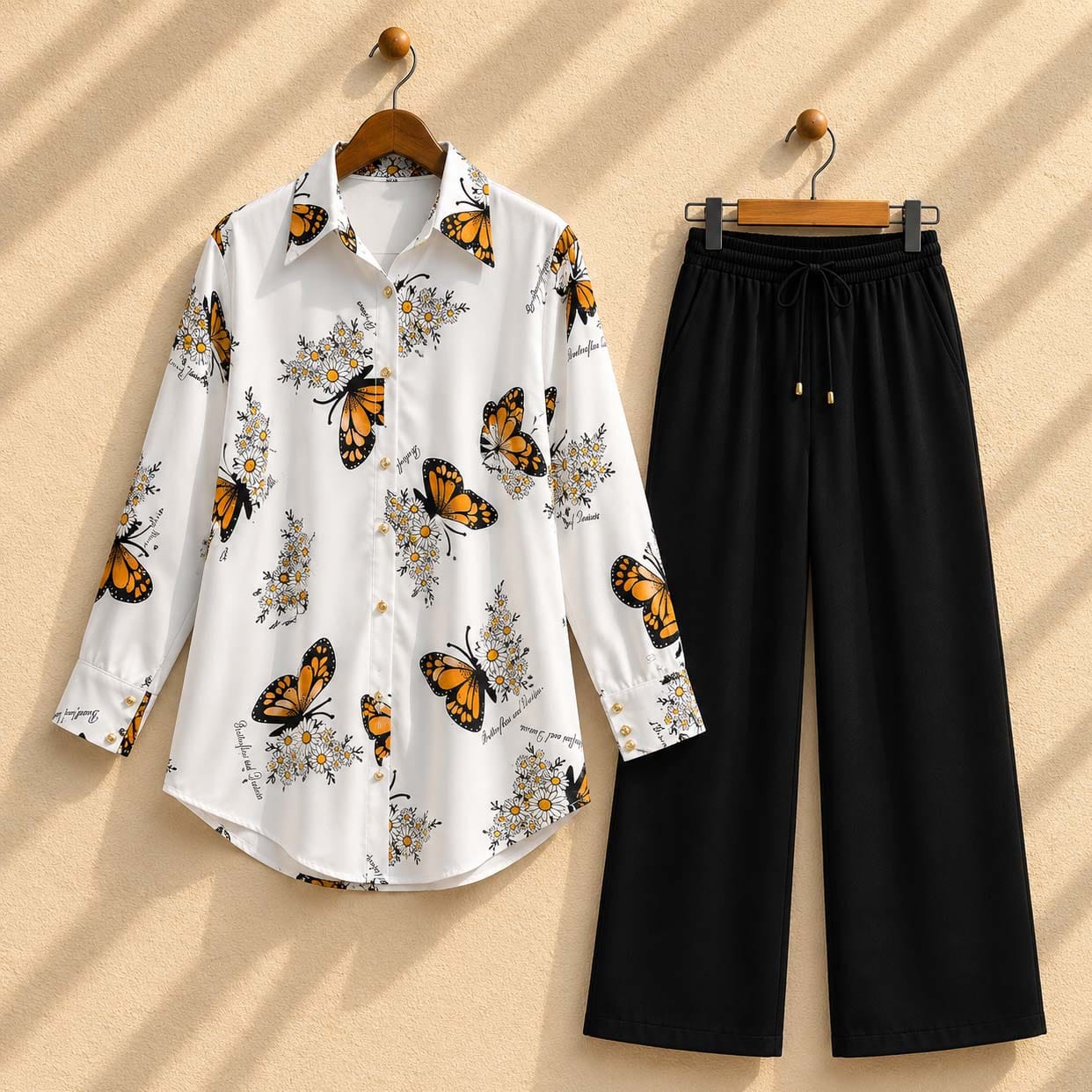 ✨ Kishmish Butterfly Printed Western 2-Piece Stitched Co-Ord Set ✨