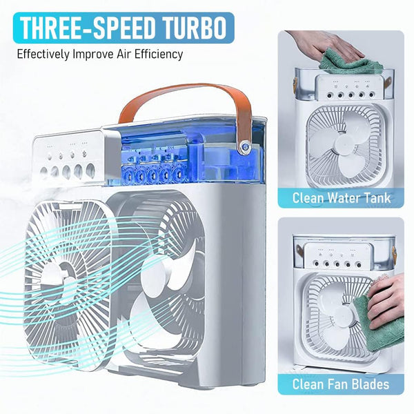 Portable Air Cooler Desk Fan with Water Spray – USB Mini Air Conditioner