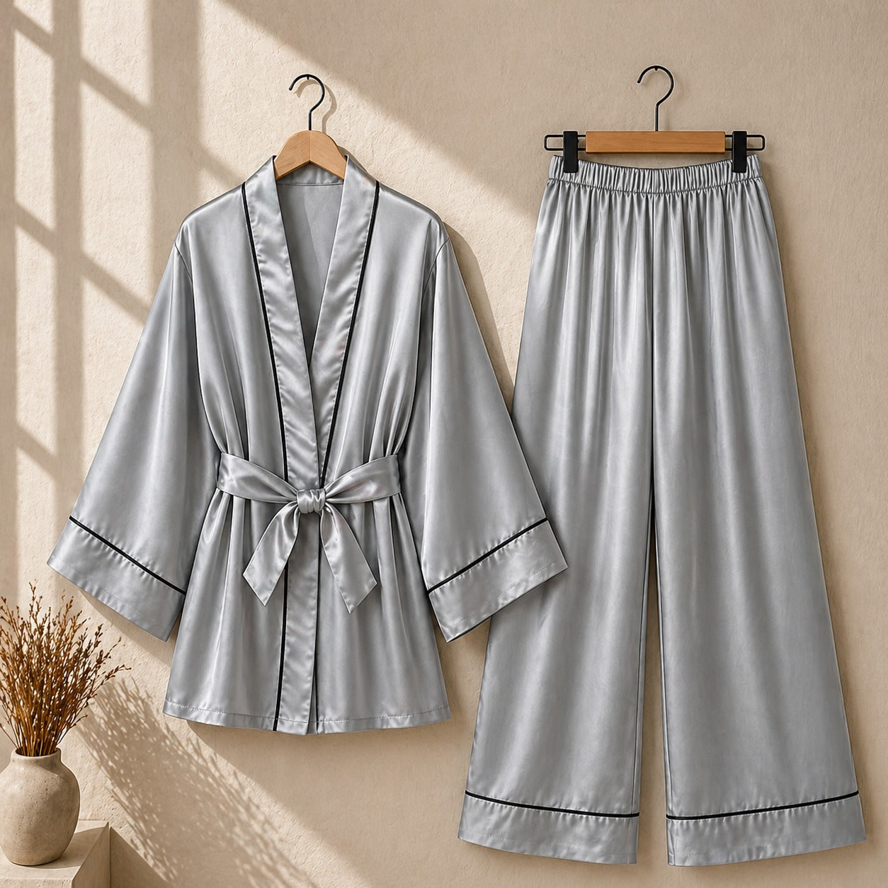 Kishmish Gown Style Wetsern 2-Pcs Sill  Night-Suit.