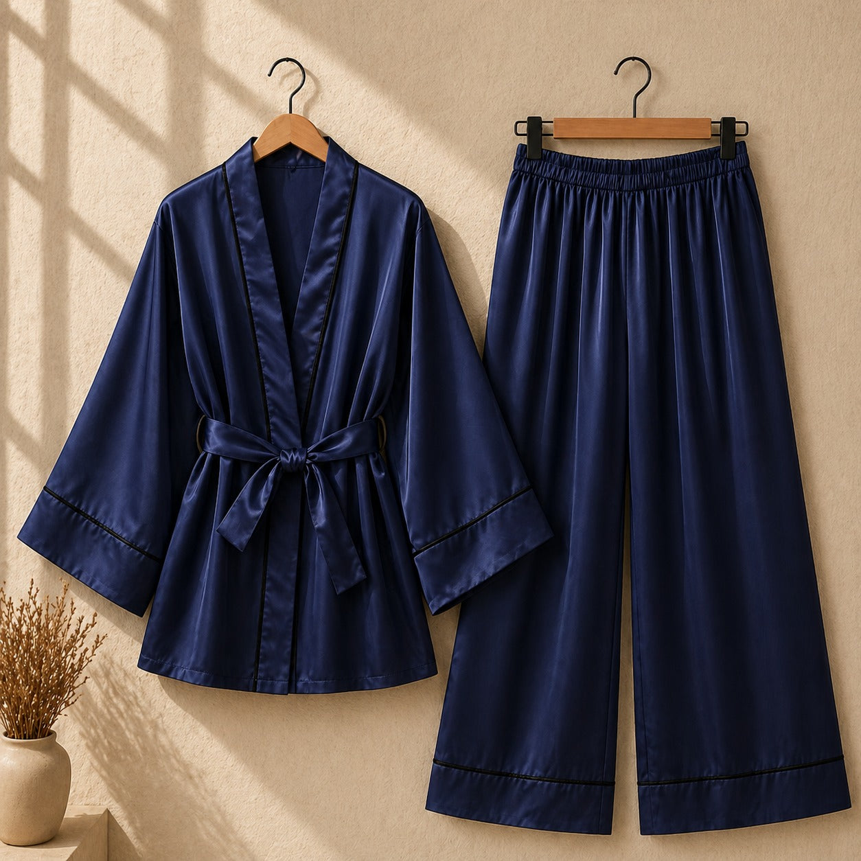 Kishmish Gown Style Wetsern 2-Pcs Sill  Night-Suit.