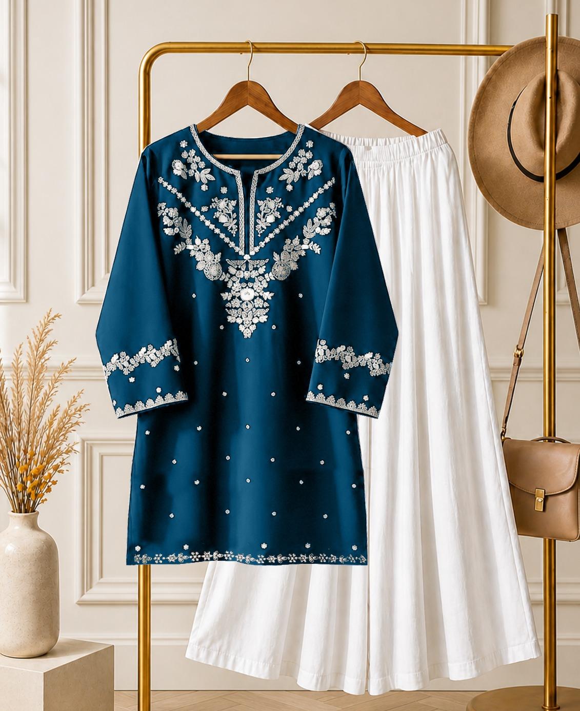 Kishmish Embroidery 2pcs Suit  with Dhaka pajama