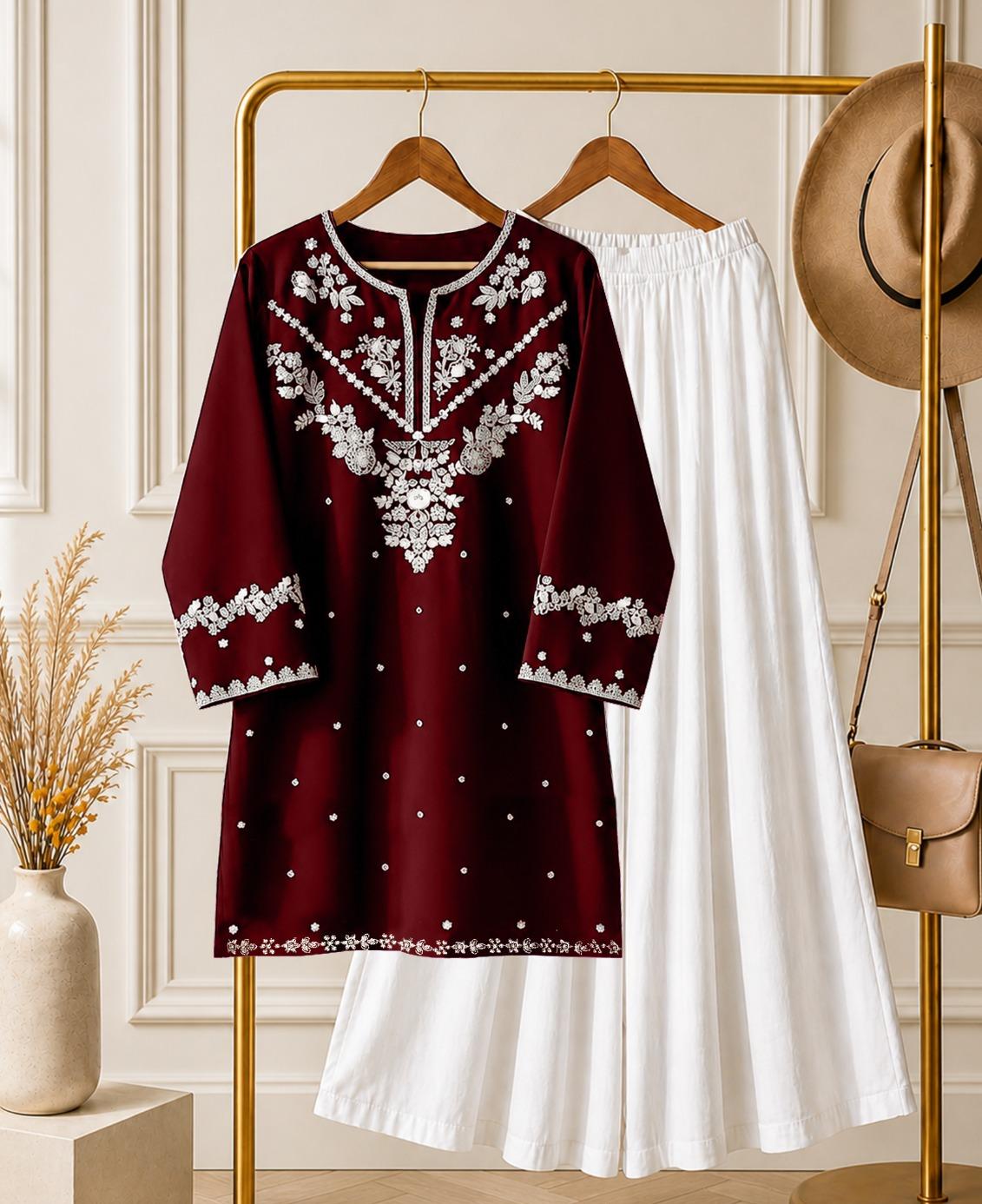 Kishmish Embroidery 2pcs Suit  with Dhaka pajama