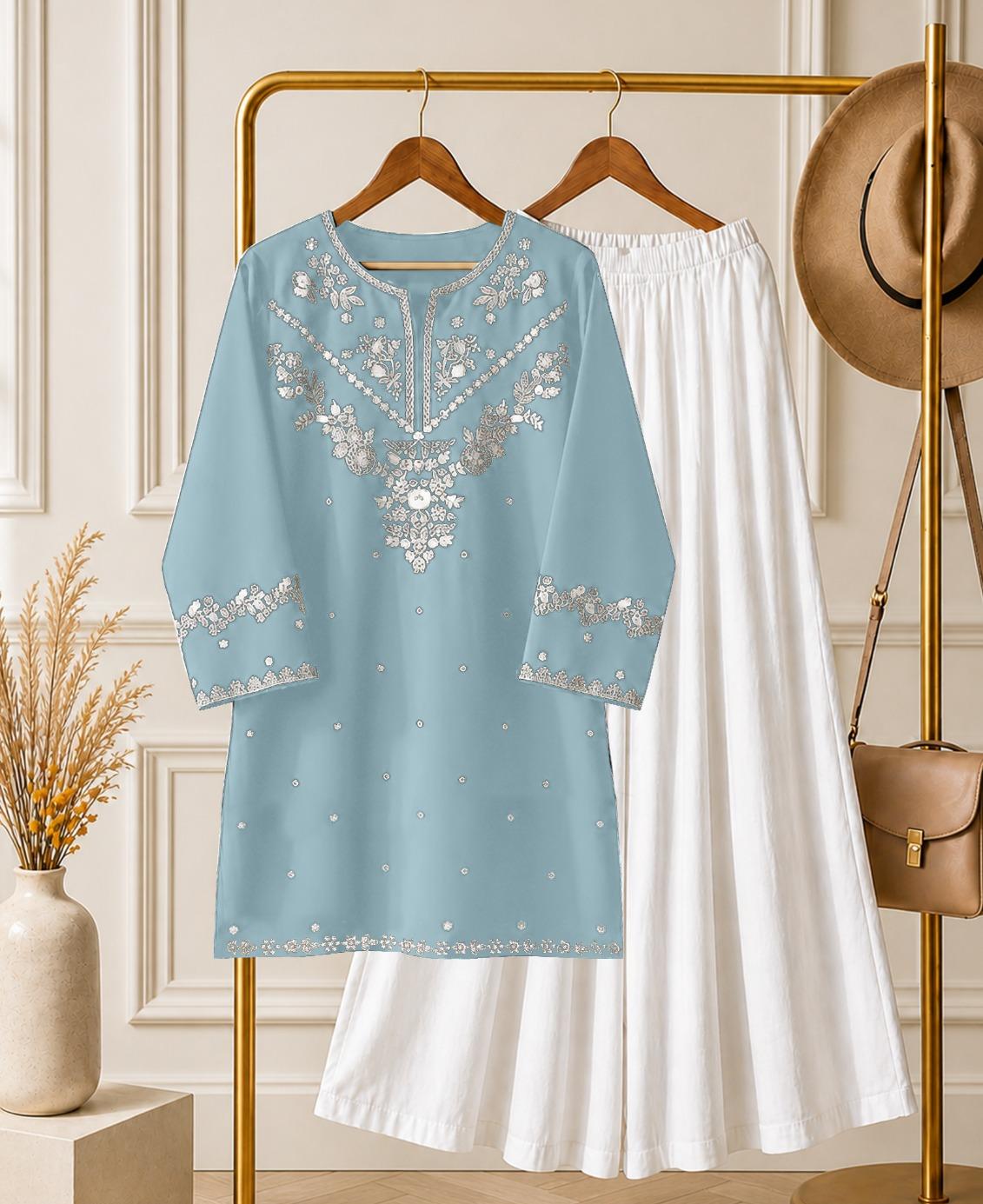 Kishmish Embroidery 2pcs Suit  with Dhaka pajama