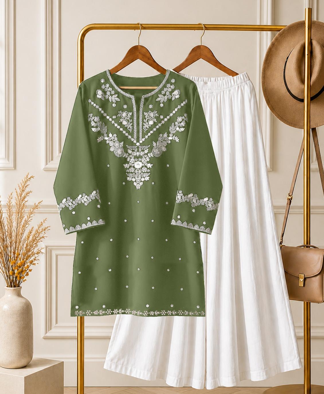 Kishmish Embroidery 2pcs Suit  with Dhaka pajama