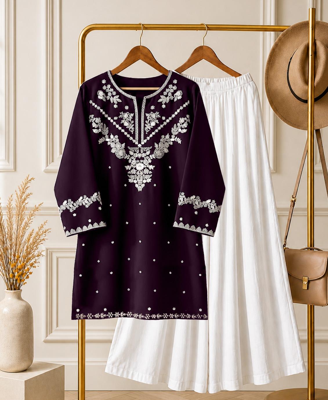 Kishmish Embroidery 2pcs Suit  with Dhaka pajama