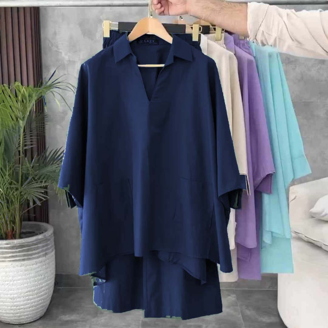 🌸 Kishmish Batwing Collar Style Turkish 2-Pcs Stitched Co-Ord Set 🌸
