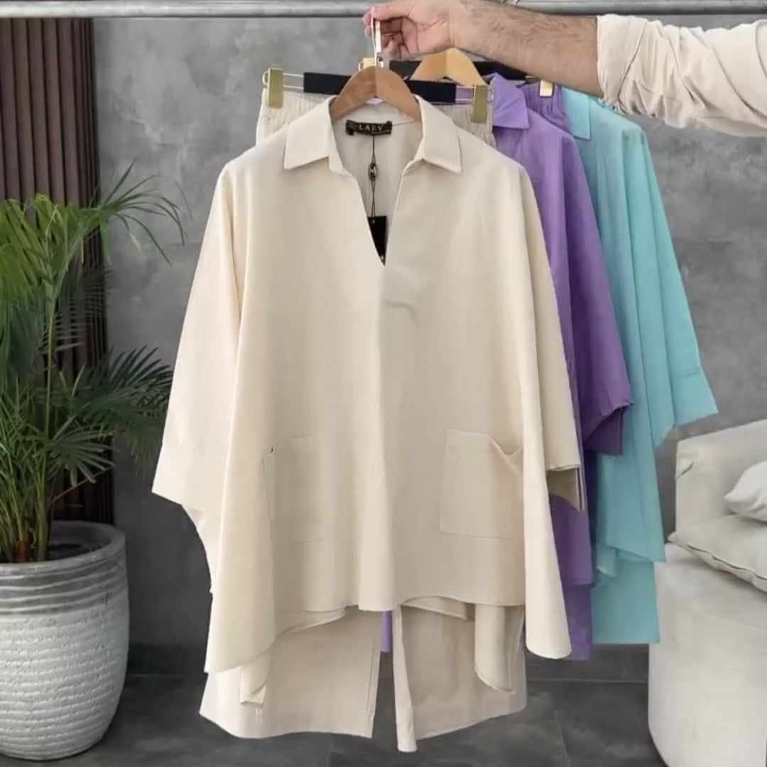 🌸 Kishmish Batwing Collar Style Turkish 2-Pcs Stitched Co-Ord Set 🌸