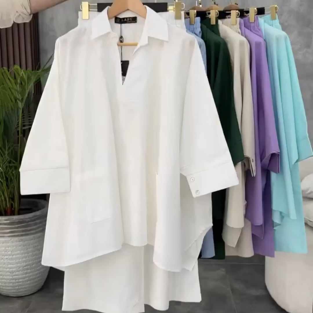 🌸 Kishmish Batwing Collar Style Turkish 2-Pcs Stitched Co-Ord Set 🌸