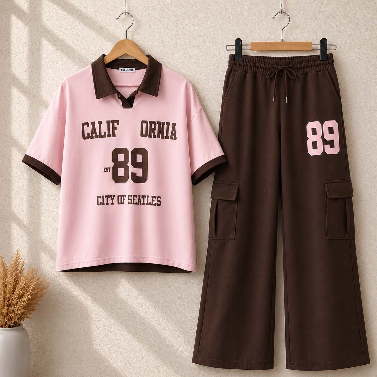 ✨ A&S Premium Collection Old Money California '89 Printed Cargo Style Western 2-Piece Summer Tracksuit ✨