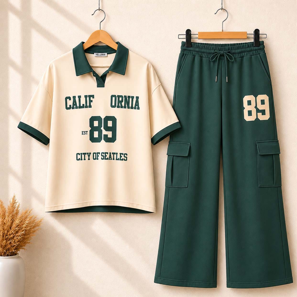 ✨ A&S Premium Collection Old Money California '89 Printed Cargo Style Western 2-Piece Summer Tracksuit ✨