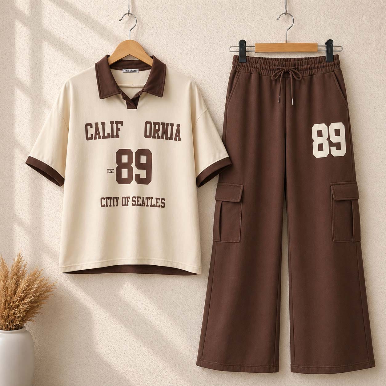 ✨ A&S Premium Collection Old Money California '89 Printed Cargo Style Western 2-Piece Summer Tracksuit ✨