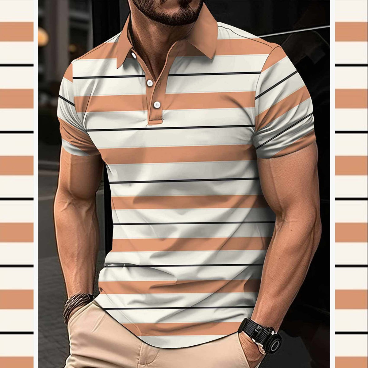 🔥 NEW ARRIVAL – A&S Stripe 3D Printed Summer Dry-Fit Polo T-Shirt 👕✨