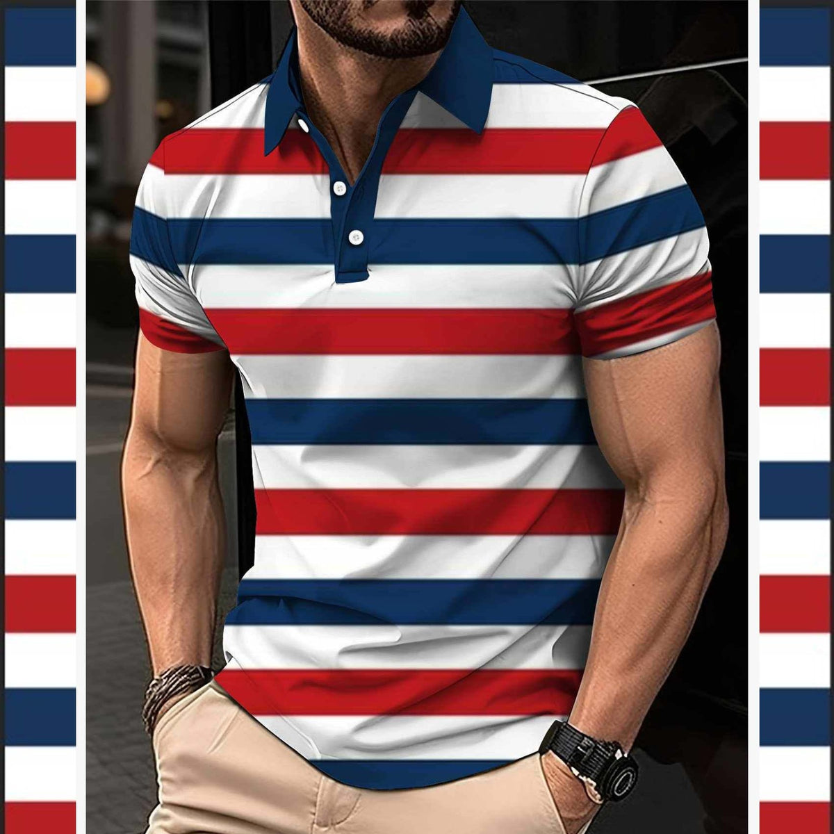 🔥 NEW ARRIVAL – A&S Stripe 3D Printed Summer Dry-Fit Polo T-Shirt 👕✨