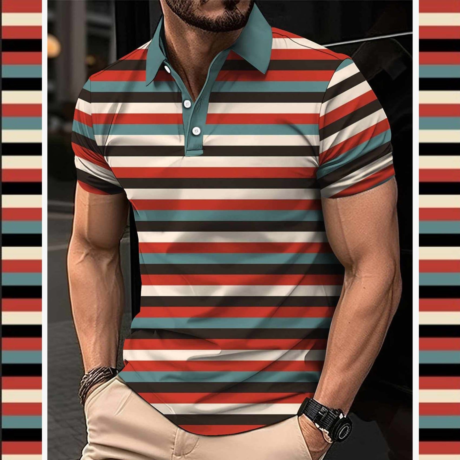 🔥 NEW ARRIVAL – A&S Stripe 3D Printed Summer Dry-Fit Polo T-Shirt 👕✨