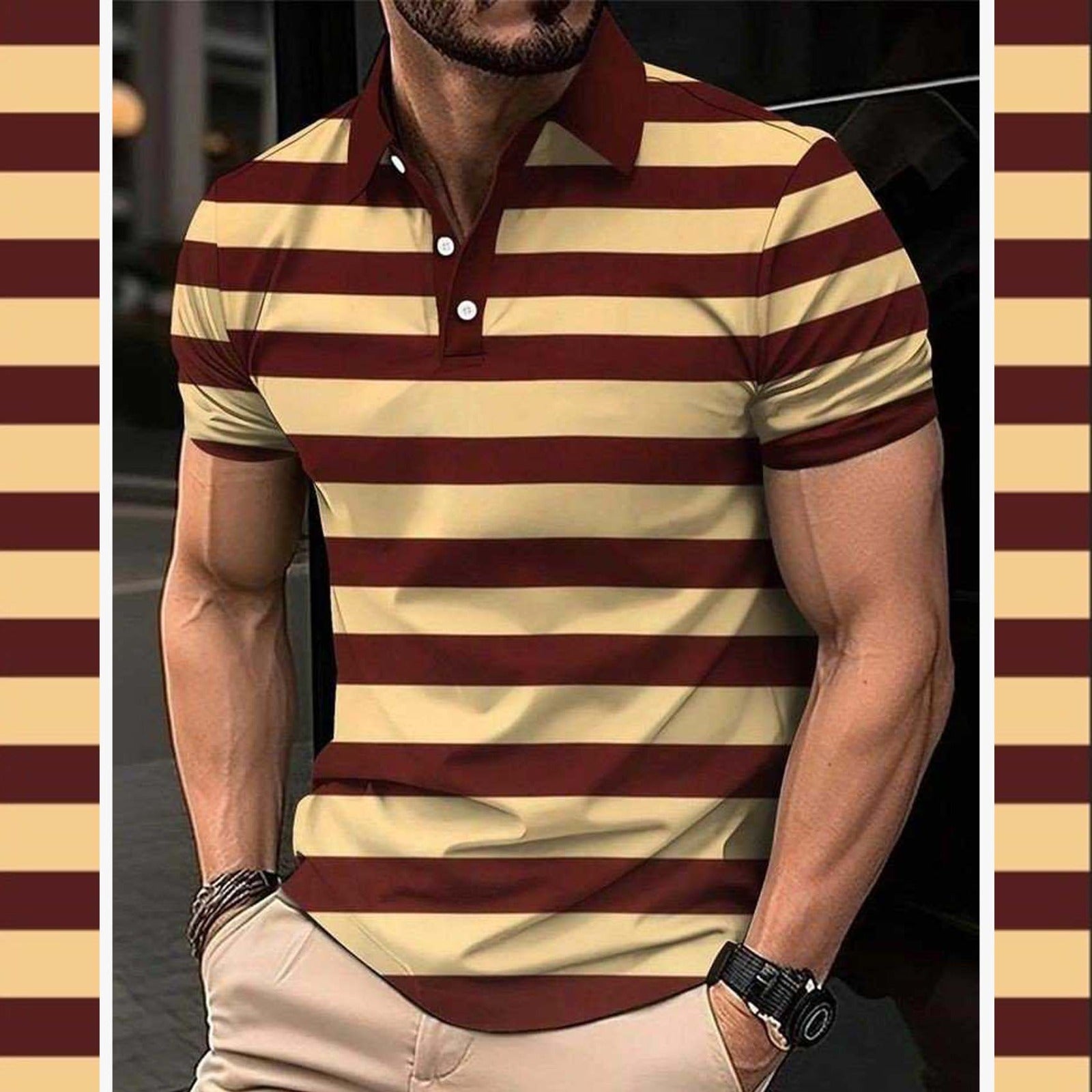 🔥 NEW ARRIVAL – A&S Stripe 3D Printed Summer Dry-Fit Polo T-Shirt 👕✨