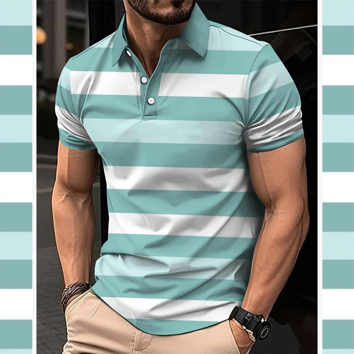🔥 NEW ARRIVAL – A&S Stripe 3D Printed Summer Dry-Fit Polo T-Shirt 👕✨
