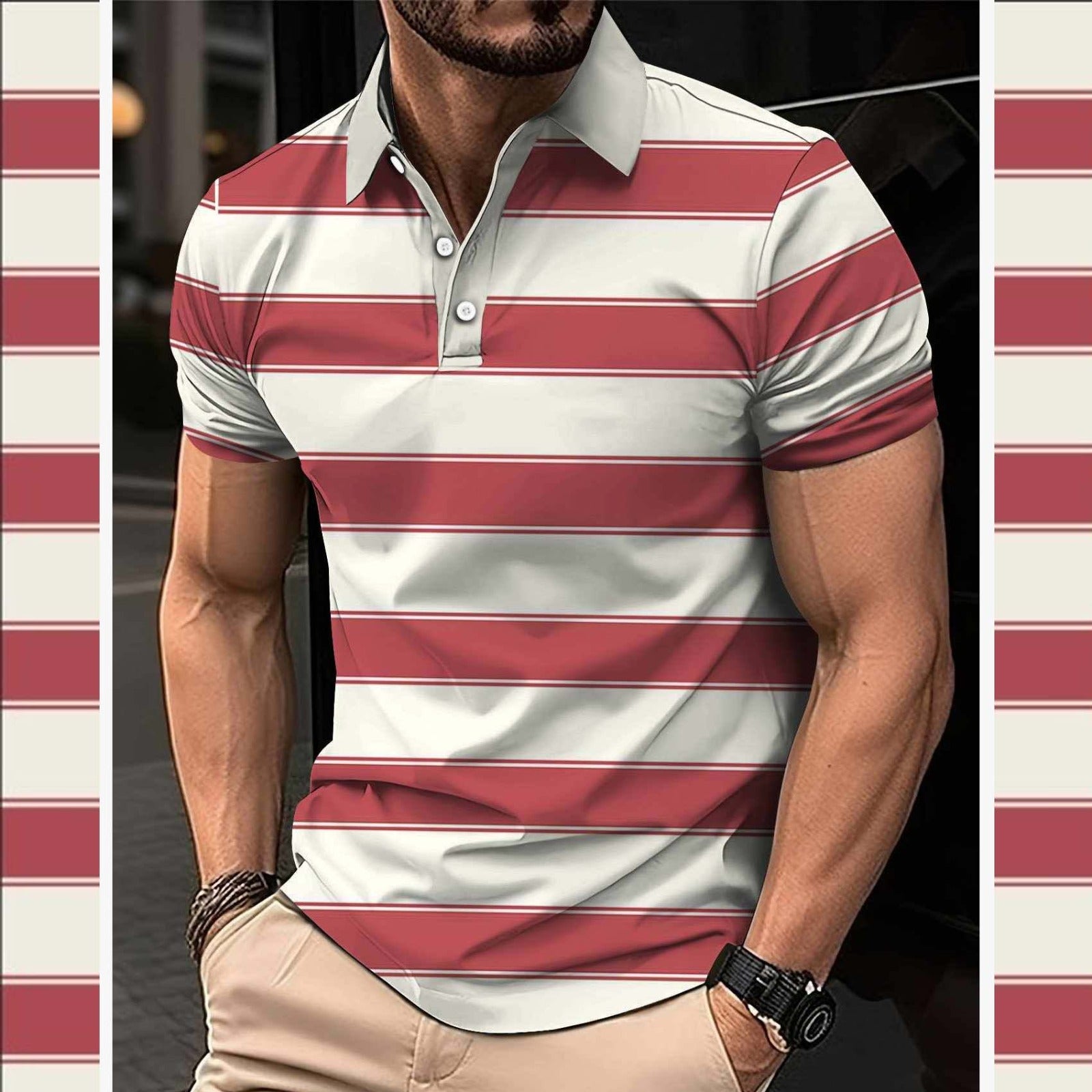 🔥 NEW ARRIVAL – A&S Stripe 3D Printed Summer Dry-Fit Polo T-Shirt 👕✨