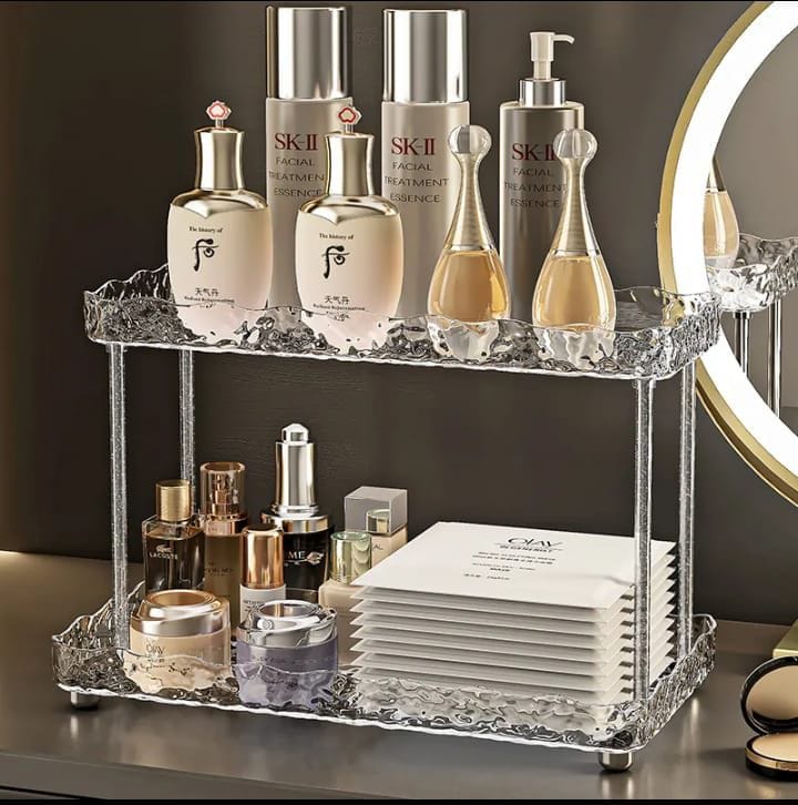 ✨ NEW ARRIVAL – 2-Layer Luxury Water Ripple Acrylic Storage Rack 🇨🇳✨