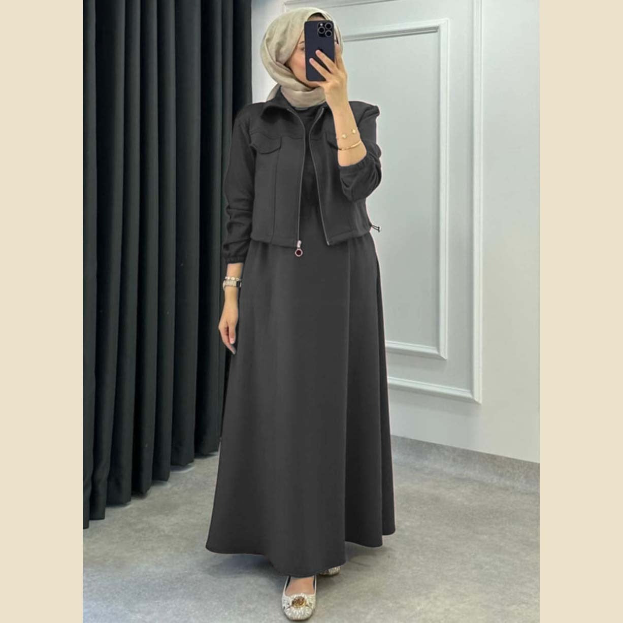 👑 A&S Short Jacket + Long Maxi Style 2-Pcs Winter Tracksuit For Her 👑