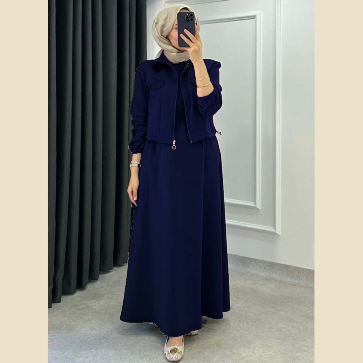 👑 A&S Short Jacket + Long Maxi Style 2-Pcs Winter Tracksuit For Her 👑