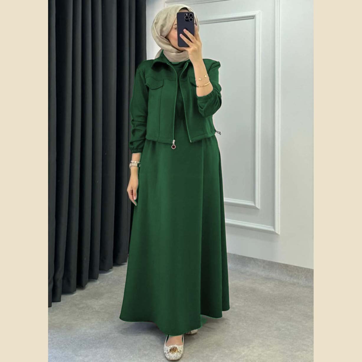 👑 A&S Short Jacket + Long Maxi Style 2-Pcs Winter Tracksuit For Her 👑